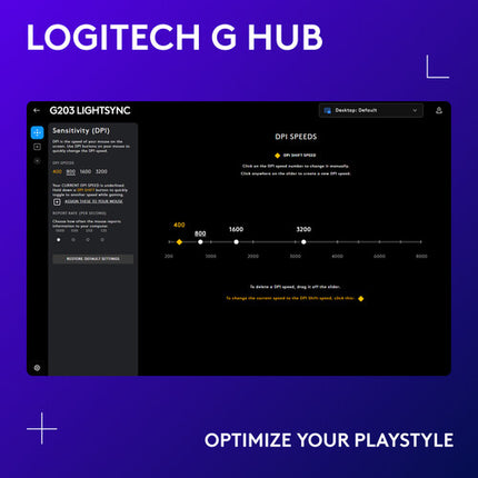 Logitech G G203 Lightsync Ratón Lilac USB 6.89 Pulgadas 8000 DPI