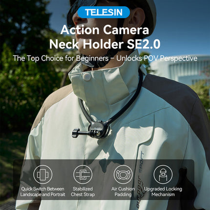 TELESIN Action Camera Neck Holder SE 2.0 Soporte Cuello con Correa Pecho 23.6"