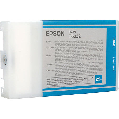 Cartucho de Tinta Cyan UltraChrome K3 Epson T603200 220mL para Impresoras Stylus Pro 7800 7880 9800 9880