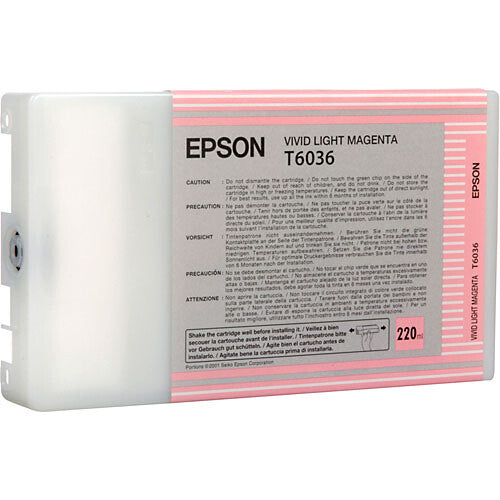 Cartucho de tinta Epson T603600 UltraChrome K3 Vivid Light Magenta 220mL para impresoras Stylus Pro 7880 9880