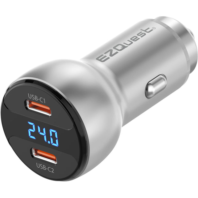EZQuest UltimatePower Cargador de Coche Dual USB-C 72W con Display Voltage