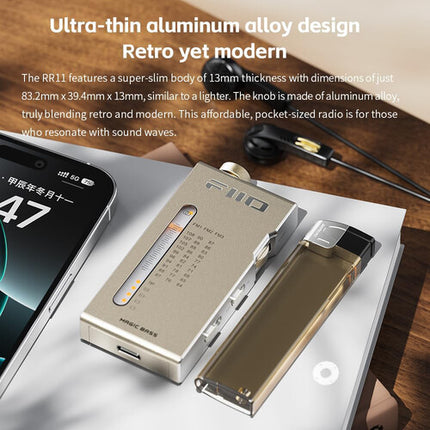 FiiO RR11 Radio Estéreo Portátil Hi-Res FM 64-108 MHz Batería 17.5h