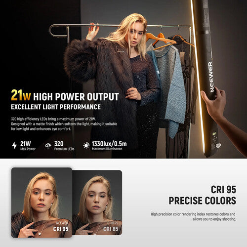 Neewer Basics GC21B Luz LED Inflable Bicolor 35" 333 Lux CRI 95 con Bracket Magnético