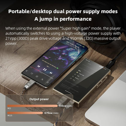 FiiO M21 Reproductor de Música Portátil Hi-Res con DAC Quad CS43198 y 15h Batería Azul Negro