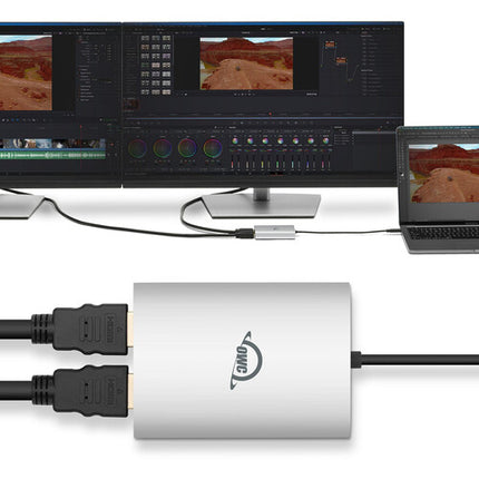OWC USB-C a Adaptador Dual HDMI 4K UHD 3840x2160 60Hz DisplayLink