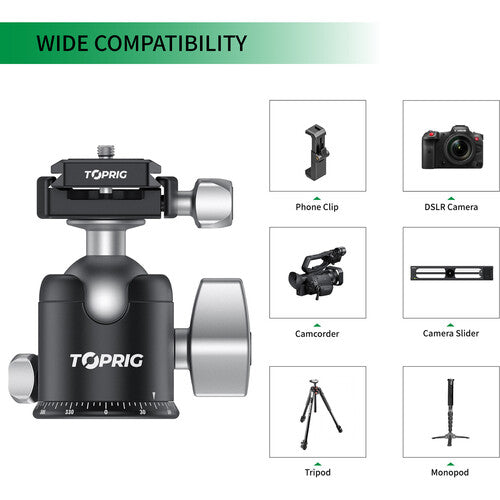 Accsoon TopRig Cabezal Esférico Aluminio 44 lb Capacidad 360° Panorámico