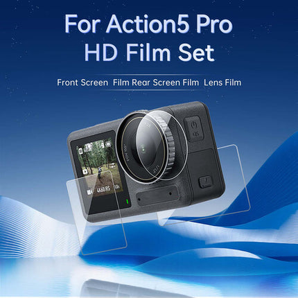 TELESIN Kit de lente y film protector HD para DJI Osmo Action 5 Pro resistente al agua y anti-huellas