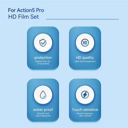 TELESIN Kit de lente y film protector HD para DJI Osmo Action 5 Pro resistente al agua y anti-huellas