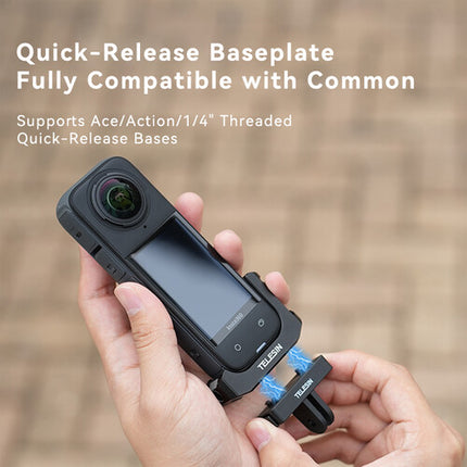 TELESIN L-Shape Mini Jaula Metal para Insta360 X4 con Montura Fría