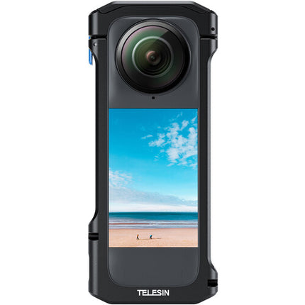 TELESIN Full-Metal Extension Cage para Insta360 X4 con soporte frío y montaje 1/4"-20