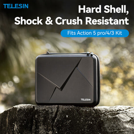 TELESIN Estuche resistente para DJI Osmo Action 3/4/5 Pro Kit ligero y con bolsillos de malla