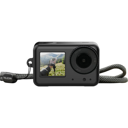 TELESIN Funda de Silicona Protectora para DJI Osmo Action 5 Pro 4 3 con Cubierta de Lente y Correa de Seguridad