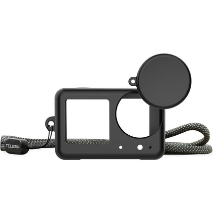 TELESIN Funda de Silicona Protectora para DJI Osmo Action 5 Pro 4 3 con Cubierta de Lente y Correa de Seguridad