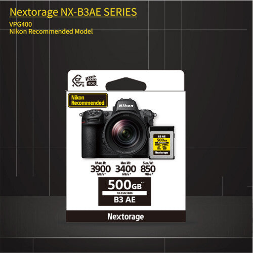 Nextorage NX-B3AE Tarjeta de Memoria CFexpress 4.0 Tipo B 500GB 3900MBs Lectura 3400MBs Escritura