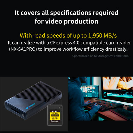 Nextorage 500GB NX-A2AE Tarjeta de Memoria CFexpress 4.0 Type A 1950 MB/s Lectura 1700 MB/s Escritura
