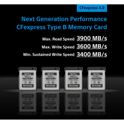 Nextorage 660GB NX-B2PRO Tarjeta de Memoria CFexpress 4.0 Tipo B 3700MBs lectura 3600MBs escritura