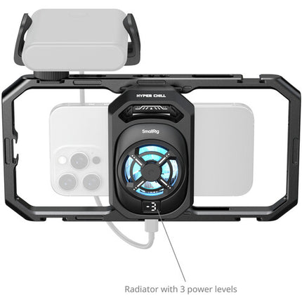 SmallRig Universal Hyper Chill Cooling Cage para teléfono 2.5-3.1" con 3 niveles de potencia y soporte para power bank
