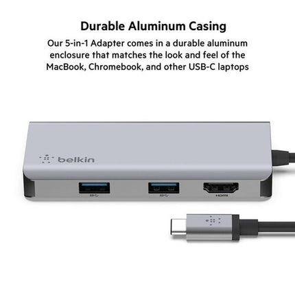 Belkin Connect USB-C 5 en 1 Multiport Hub V2 con HDMI 4K 60Hz y USB 5 Gb/s