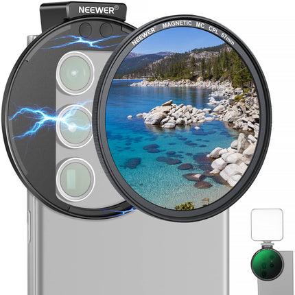 Neewer 67mm Filtro CPL Magnético para Smartphone con Clip y Paño