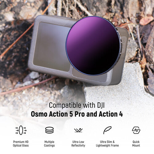 Neewer Filtro ND Variable para DJI Osmo Action 4 5 Pro VND8-VND32 3-5 Paradas Multicapa con Paño y Estuche