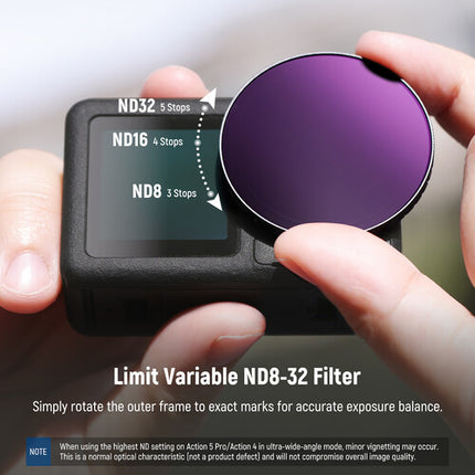 Neewer Filtro ND Variable para DJI Osmo Action 4 5 Pro VND8-VND32 3-5 Paradas Multicapa con Paño y Estuche