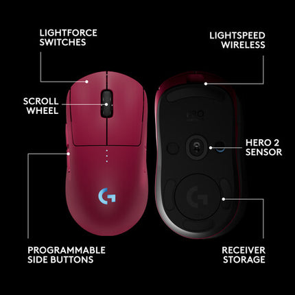 Logitech G PRO 2 LIGHTSPEED Ratón Inalámbrico 32000 DPI 1000 Hz Rosa