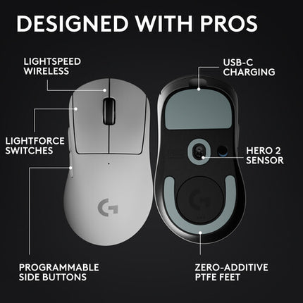 Logitech G PRO X SUPERLIGHT 2 DEX Mouse inalámbrico blanco 44000 dpi HERO 2 sensor