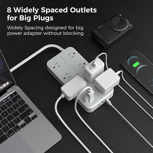 Tessan Protector Contra Sobretensiones con 8 Tomas 2 USB-A 1 USB-C y Cable de 6 Pies