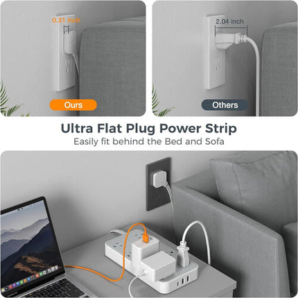 Tessan Protector Contra Sobretensiones con 8 Tomas 2 USB-A 1 USB-C y Cable de 6 Pies