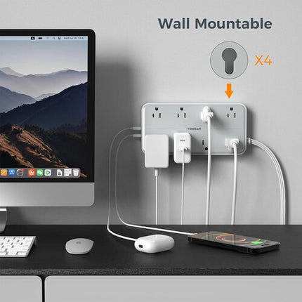 Tessan Protector Contra Sobretensiones con 8 Tomas 2 USB-A 1 USB-C y Cable de 6 Pies