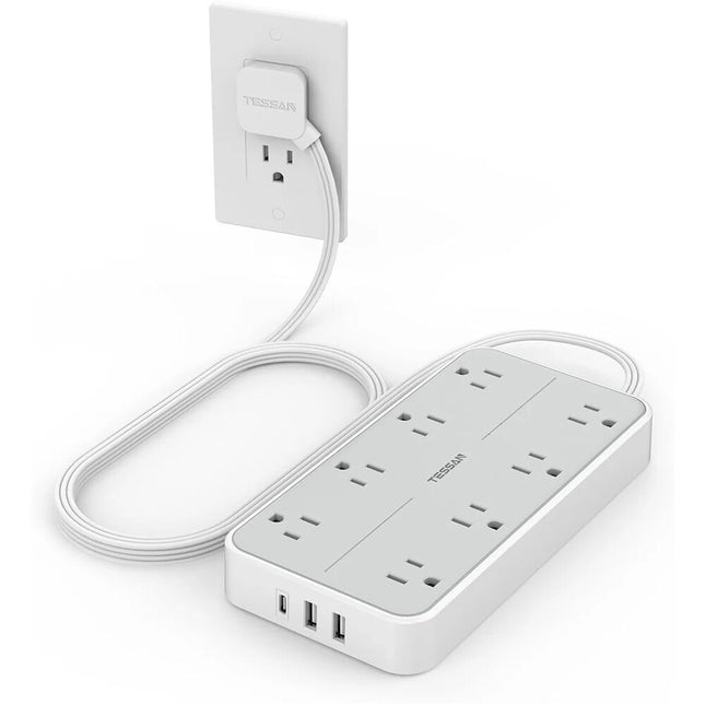 Tessan Protector Contra Sobretensiones con 8 Tomas 2 USB-A 1 USB-C y Cable de 6 Pies