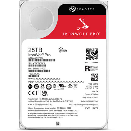 Seagate 28TB IronWolf Pro Disco Duro Interno NAS 3.5" 7200 rpm SATA III 6 Gb/s