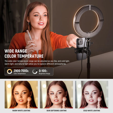 Neewer RH8B Luz de Anillo LED Bicolor 8" con Soporte Escritorio 2900-7000K 345 Lux PD Charger 25W