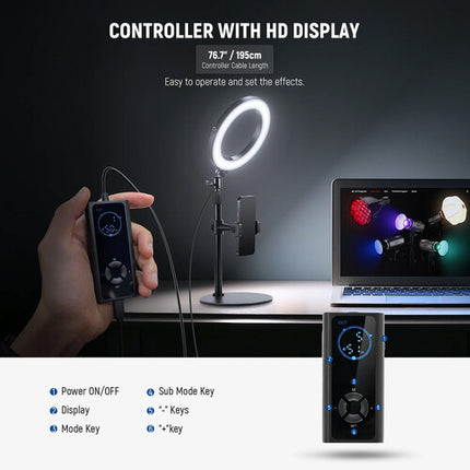 Neewer RH8B Luz de Anillo LED Bicolor 8" con Soporte Escritorio 2900-7000K 345 Lux PD Charger 25W