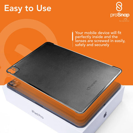 iOgrapher proSnap Funda para iPad Pro 13 y 12.9 pulgadas Gen 4-6 con placa de lente de aluminio