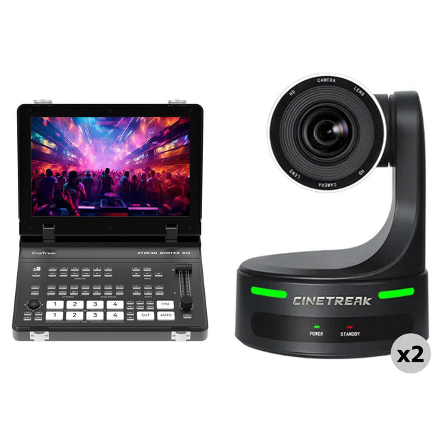 CineTreak CT-PT20 Kit de 2 cámaras PTZ NDI con Zoom Óptico 20x y Switcher HDMI SDI