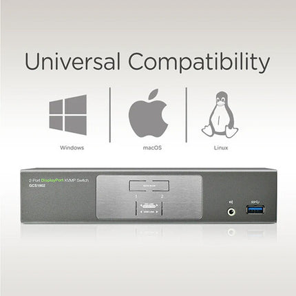 IOGEAR 2-Port 4K DisplayPort HDMI KVMP Switch con USB 3.0 Hub y Audio 7.1