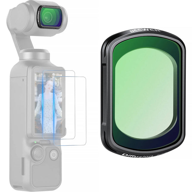 Neewer FL-84 Filtro de Difusión Negro Magnético 1/8 para DJI Osmo Pocket 3 con Protector de Pantalla y Estuche