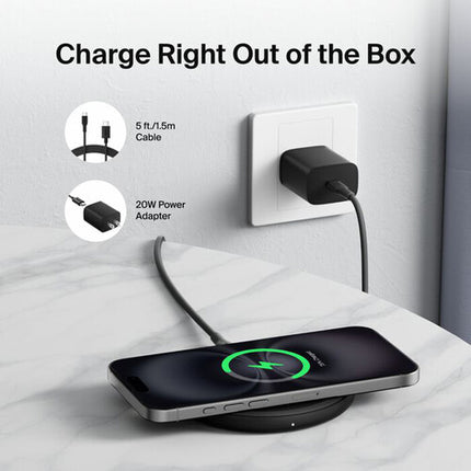 Belkin BoostCharge Cargador Inalámbrico 15W Negro con Adaptador 20W y Cable USB-C