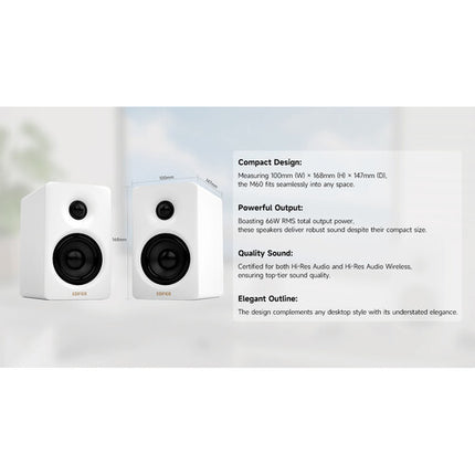 Altavoces Activos Bluetooth Edifier M60 Compact 2.0 66W RMS con Soportes Blancos