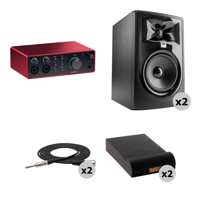 Focusrite Scarlett 4i4 USB-C Interfaz de Audio MIDI 24-Bit 192kHz Kit con Monitores 5 Pulgadas