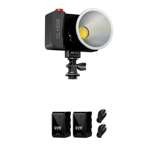 GVM CL100B Luz LED Monocromática Bicolor Portátil 27160 Lux 2700-6800K Kit 2 Baterías