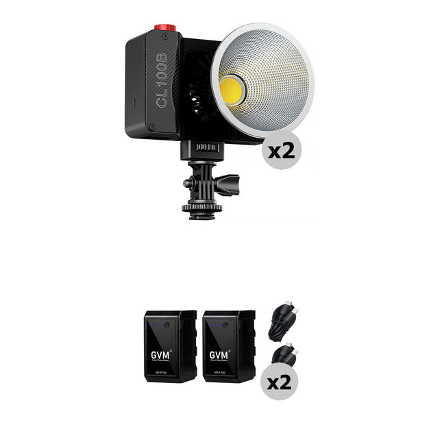 GVM CL100B LED Monolight Bicolor Portátil Kit 2 Luces 4400mAh 2700-6800K