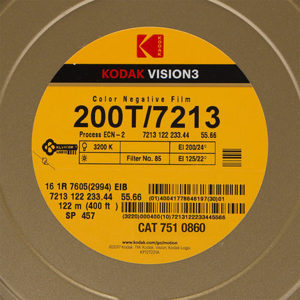 Kodak VISION3 200T Película Color Negativo 16mm 400' Roll Simple Perf