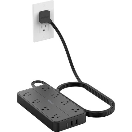Tessan Protector de sobretensión 8 enchufes 2 USB-A 1 USB-C 1080J 15W USB