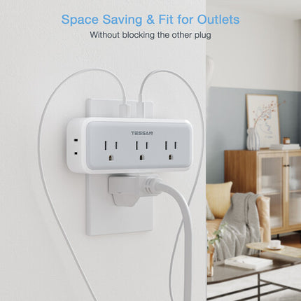 Tessan Regleta Multipuerto con 4 Enchufes 2 USB-A y 1 USB-C 15W