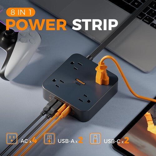 Tessan Protector contra Sobretensión 4 Tomas 2 USB-A 2 USB-C 30W 6 pies