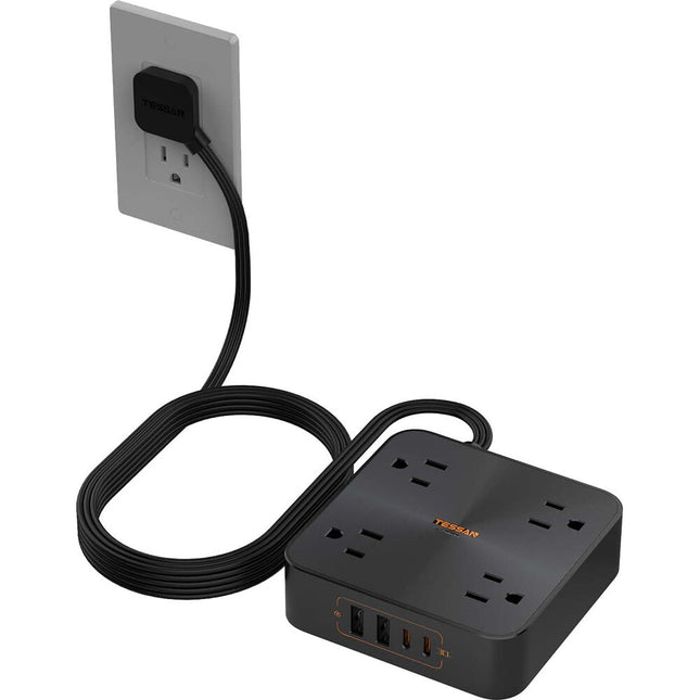 Tessan Protector contra Sobretensión 4 Tomas 2 USB-A 2 USB-C 30W 6 pies