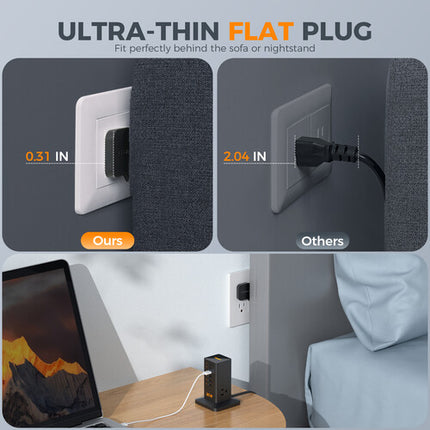 Tessan Estación de Carga Vertical 9 en 1 30W 1250W USB AC Negra