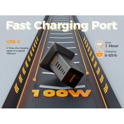 Tessan Estación de Carga Vertical 9 en 1 100W USB y AC Negra